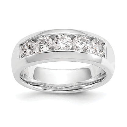 1.20ct. CZ Solid Real 14K White Gold 5-Stone Channel Wedding Band Ring