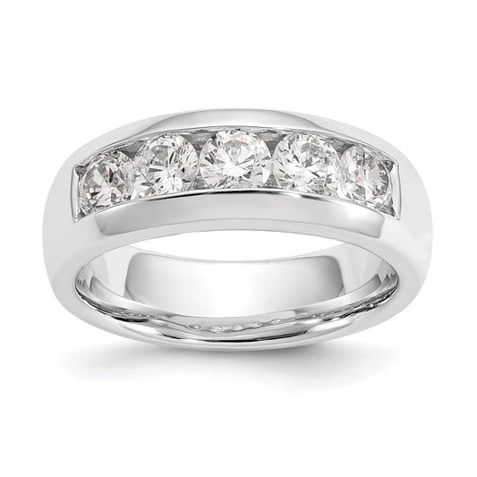 1.20ct. CZ Solid Real 14K White Gold 5-Stone Channel Wedding Band Ring