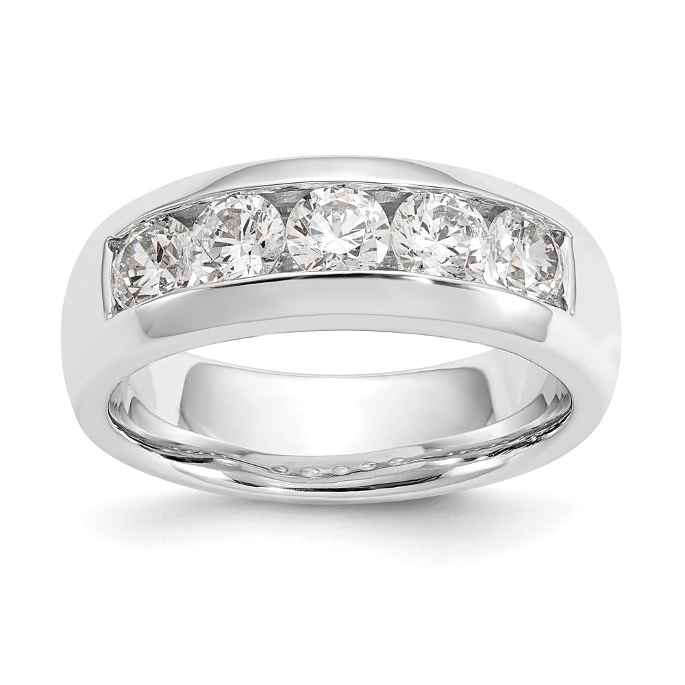 14K White Gold 5-Stone Real Diamond Channel Band