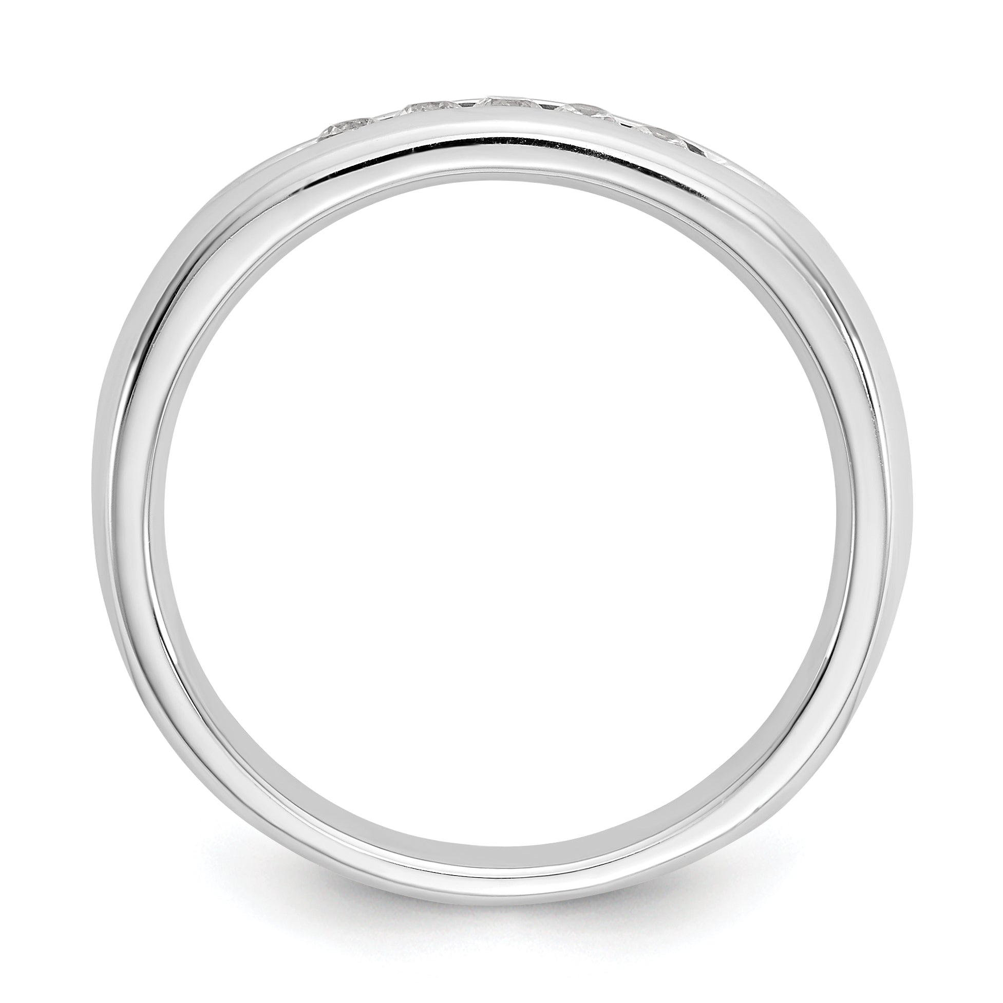 0.15ct. CZ Solid Real 14K White Gold 5-Stone Channel Wedding Band Ring