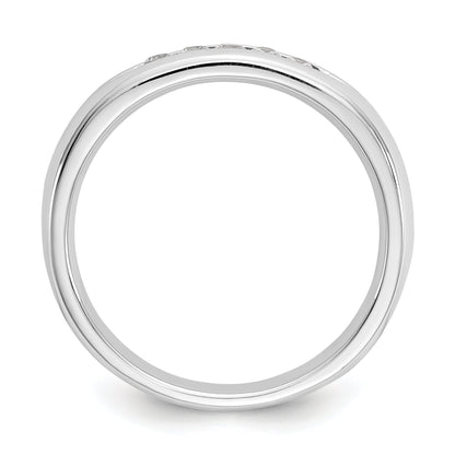 0.15ct. CZ Solid Real 14K White Gold 5-Stone Channel Wedding Band Ring