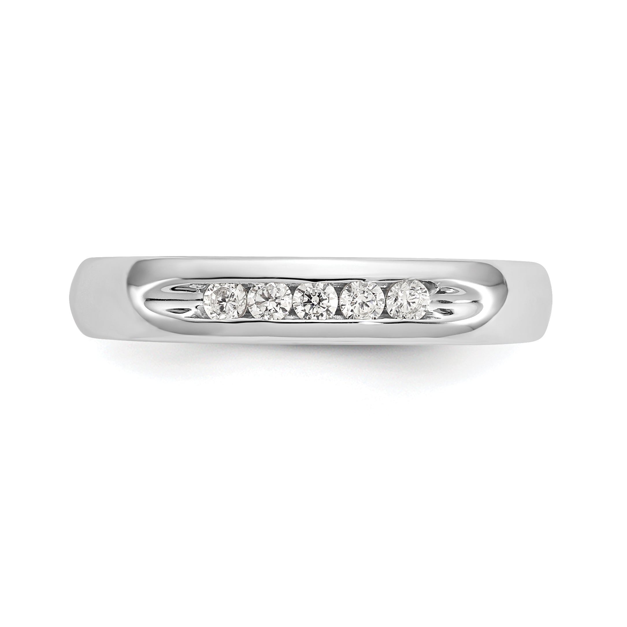 0.15ct. CZ Solid Real 14K White Gold 5-Stone Channel Wedding Band Ring