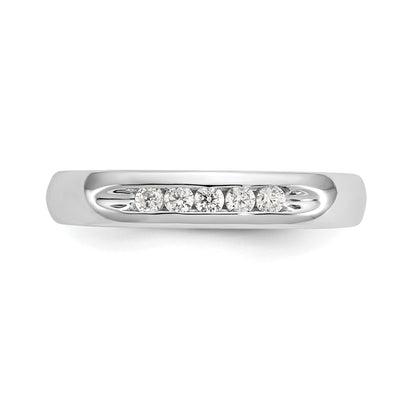 0.15ct. CZ Solid Real 14K White Gold 5-Stone Channel Wedding Band Ring