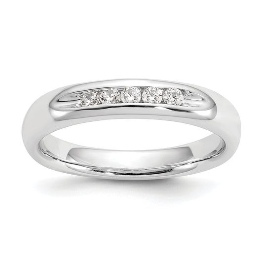 0.15ct. CZ Solid Real 14K White Gold 5-Stone Channel Wedding Band Ring