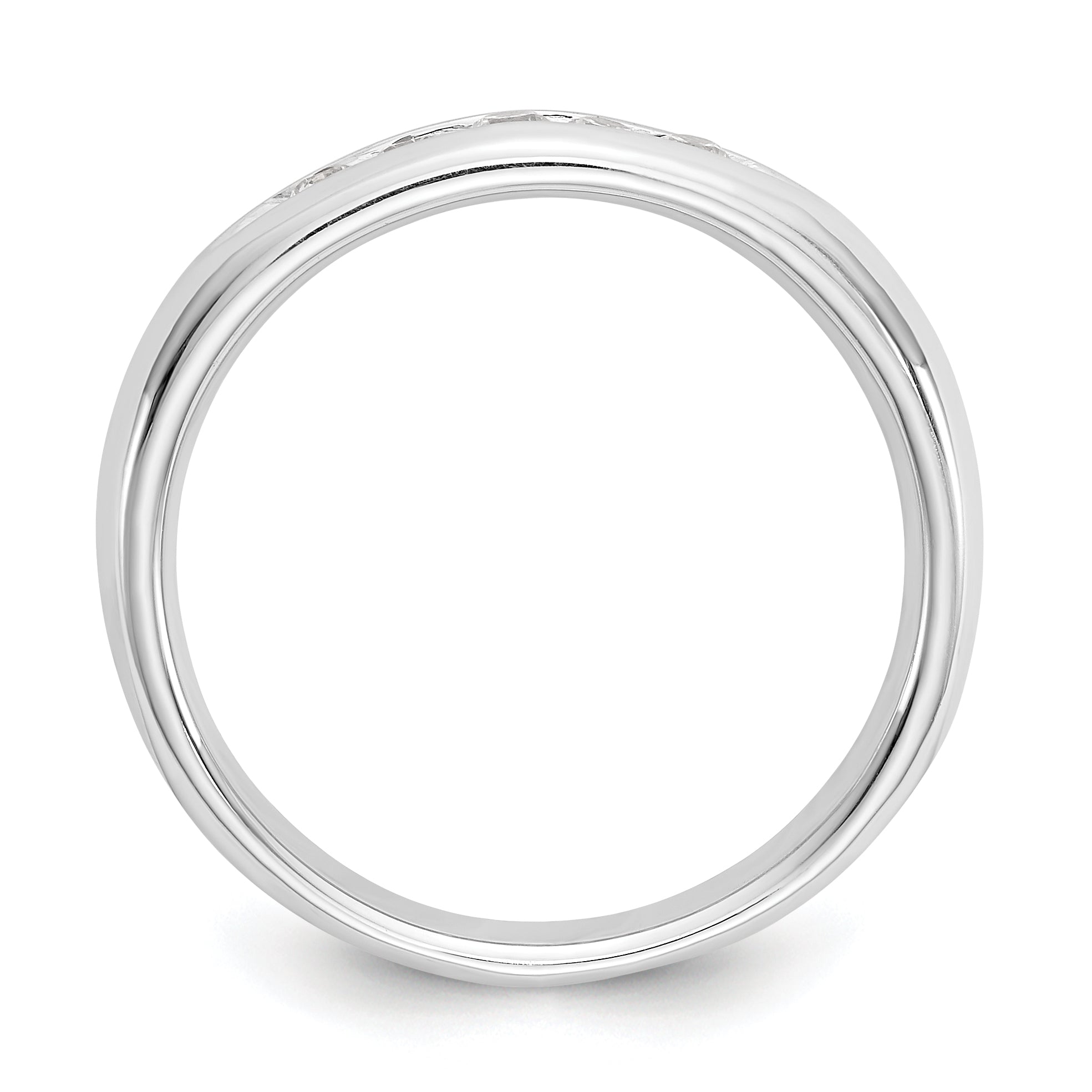0.20ct. CZ Solid Real 14K White Gold 5-Stone Channel Wedding Band Ring