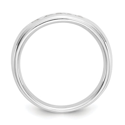 0.20ct. CZ Solid Real 14K White Gold 5-Stone Channel Wedding Band Ring