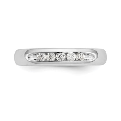 14K White Gold 5-Stone Real Diamond Channel Band