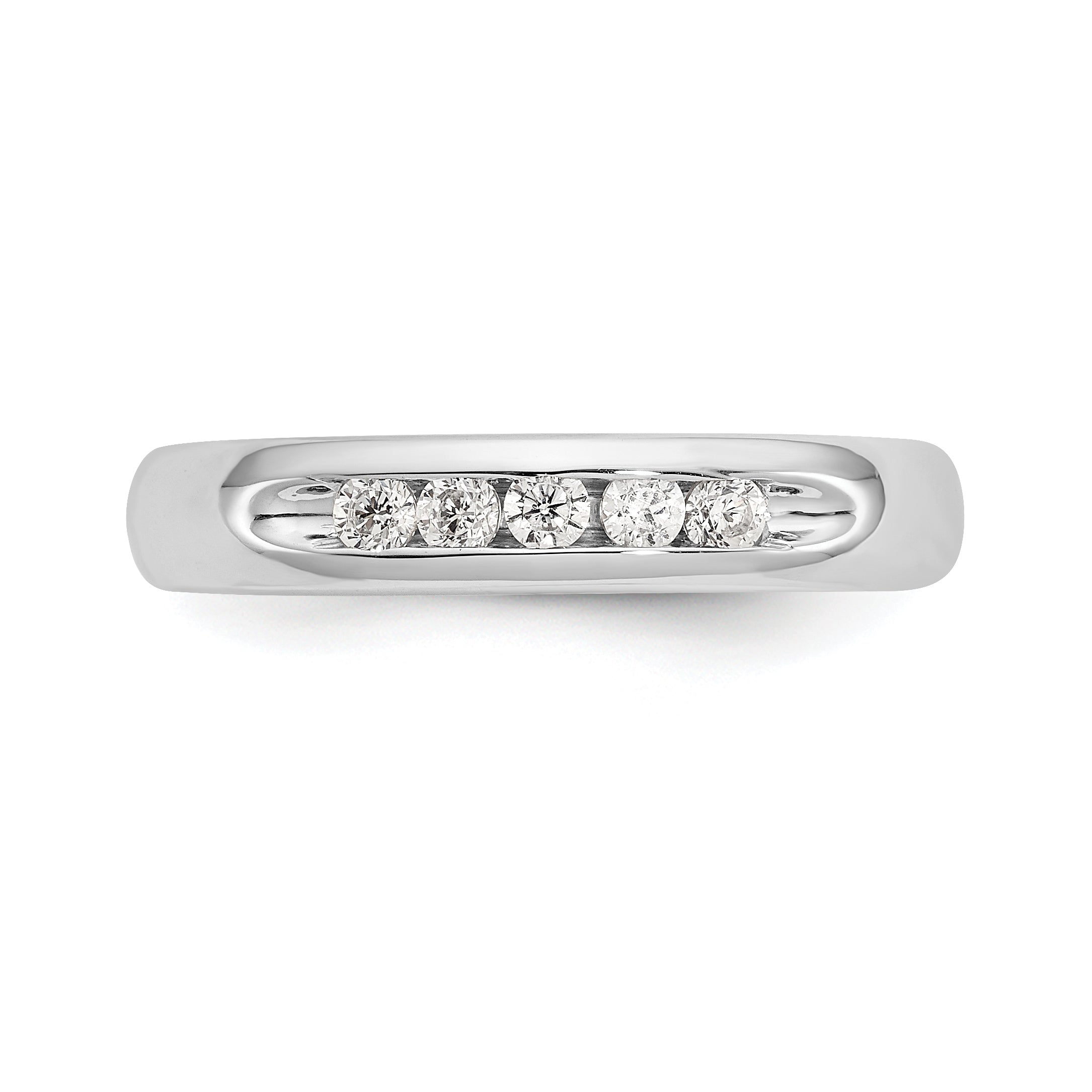0.20ct. CZ Solid Real 14K White Gold 5-Stone Channel Wedding Band Ring