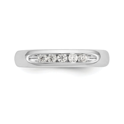 0.20ct. CZ Solid Real 14K White Gold 5-Stone Channel Wedding Band Ring