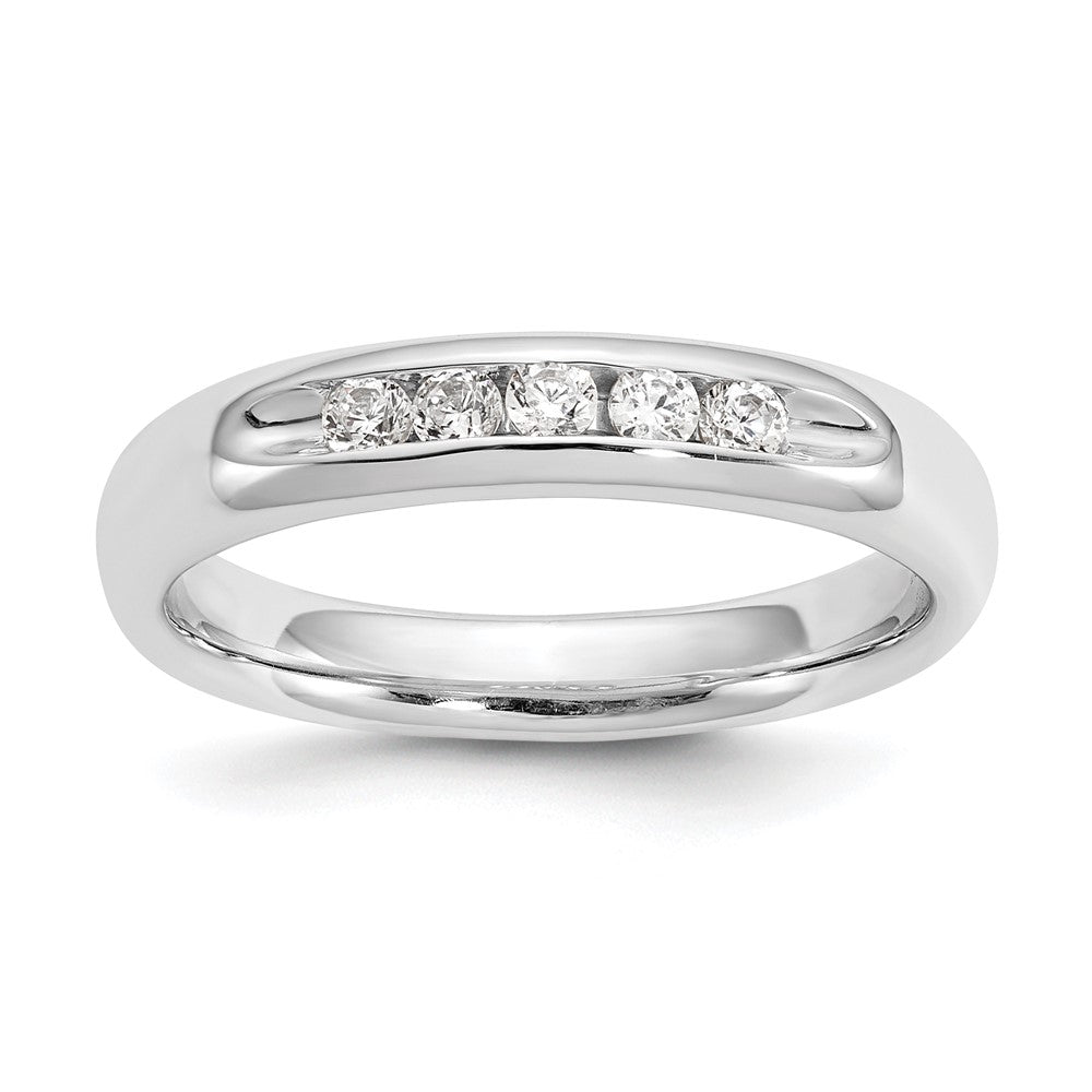 14K White Gold 5-Stone Real Diamond Channel Band