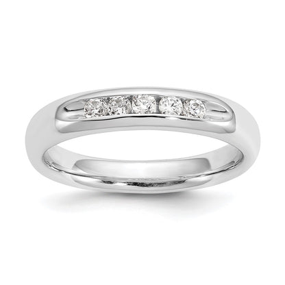 14K White Gold 5-Stone Real Diamond Channel Band