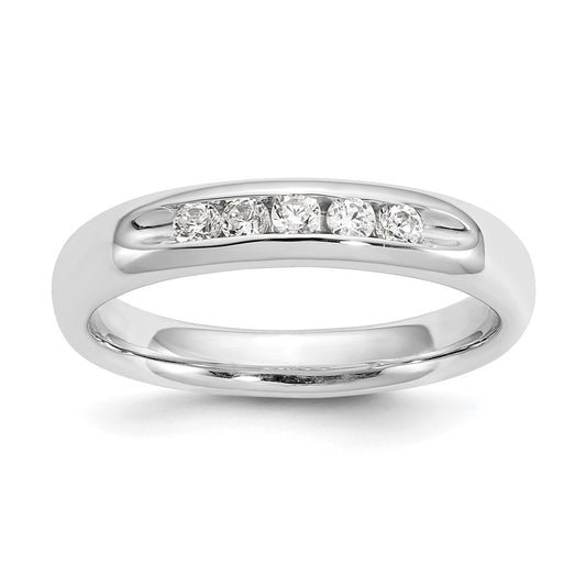 14K White Gold 5-Stone Real Diamond Channel Band
