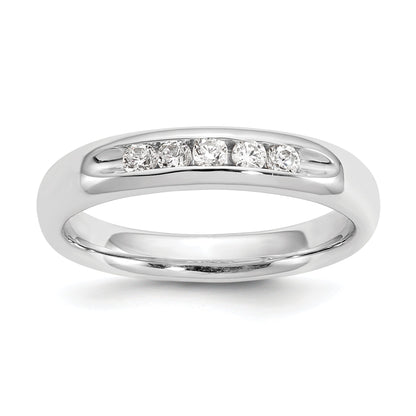 0.20ct. CZ Solid Real 14K White Gold 5-Stone Channel Wedding Band Ring