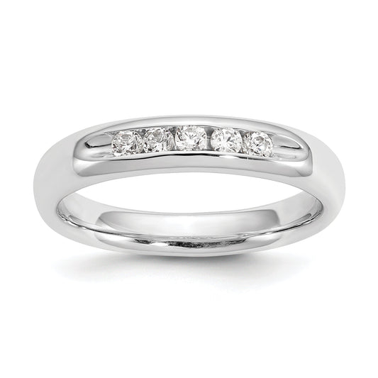 0.20ct. CZ Solid Real 14K White Gold 5-Stone Channel Wedding Band Ring