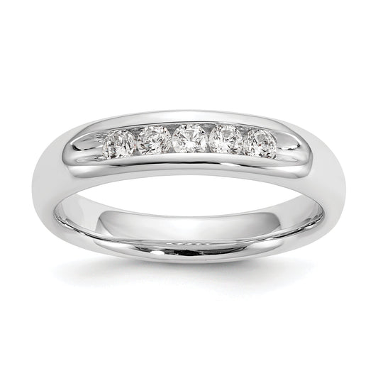 0.25ct. CZ Solid Real 14K White Gold 5-Stone Channel Wedding Band Ring