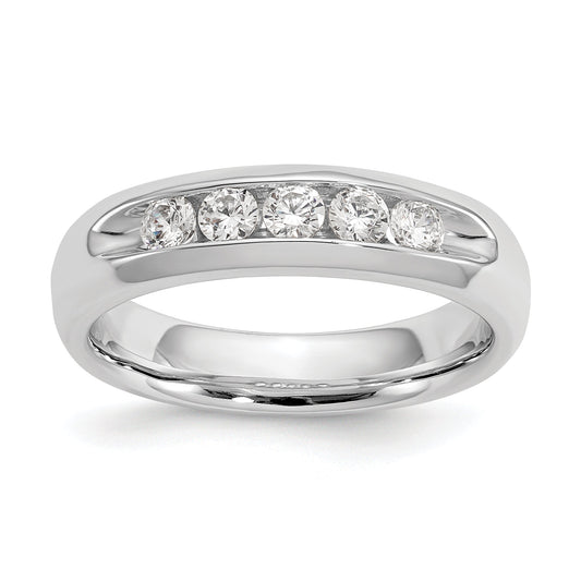 0.40ct. CZ Solid Real 14K White Gold 5-Stone Channel Wedding Band Ring