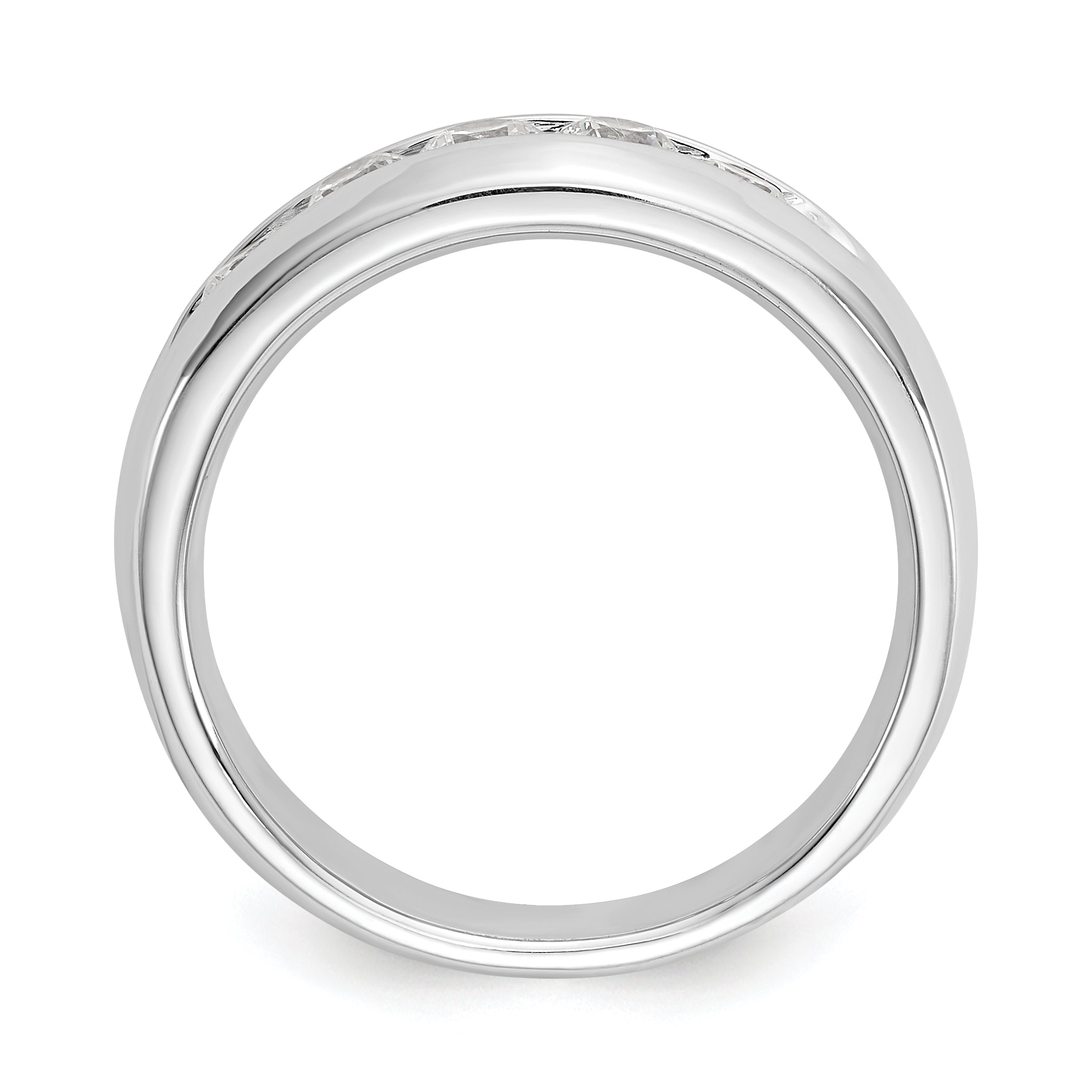 0.60ct. CZ Solid Real 14K White Gold 5-Stone Channel Wedding Band Ring