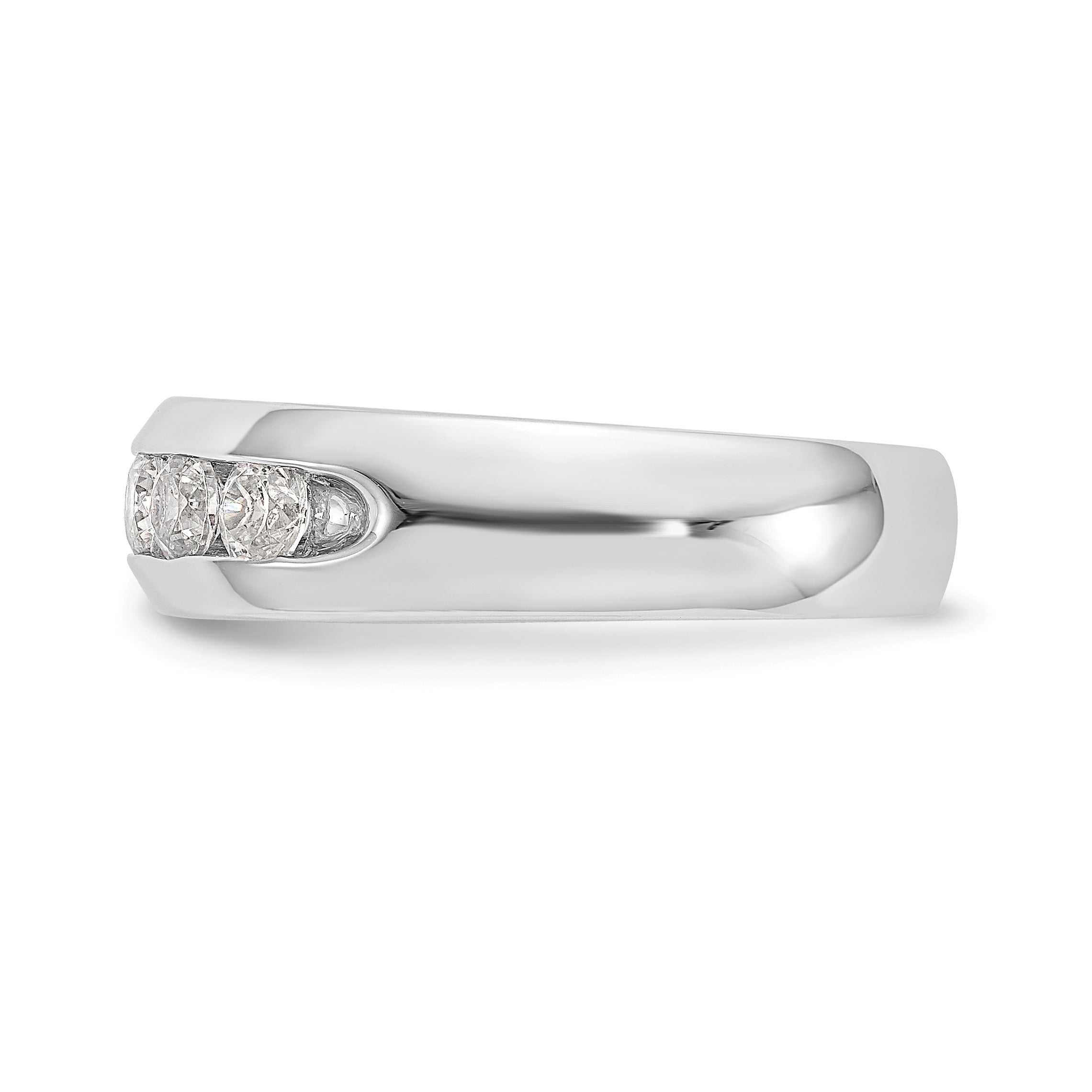 0.60ct. CZ Solid Real 14K White Gold 5-Stone Channel Wedding Band Ring