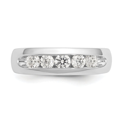 0.60ct. CZ Solid Real 14K White Gold 5-Stone Channel Wedding Band Ring
