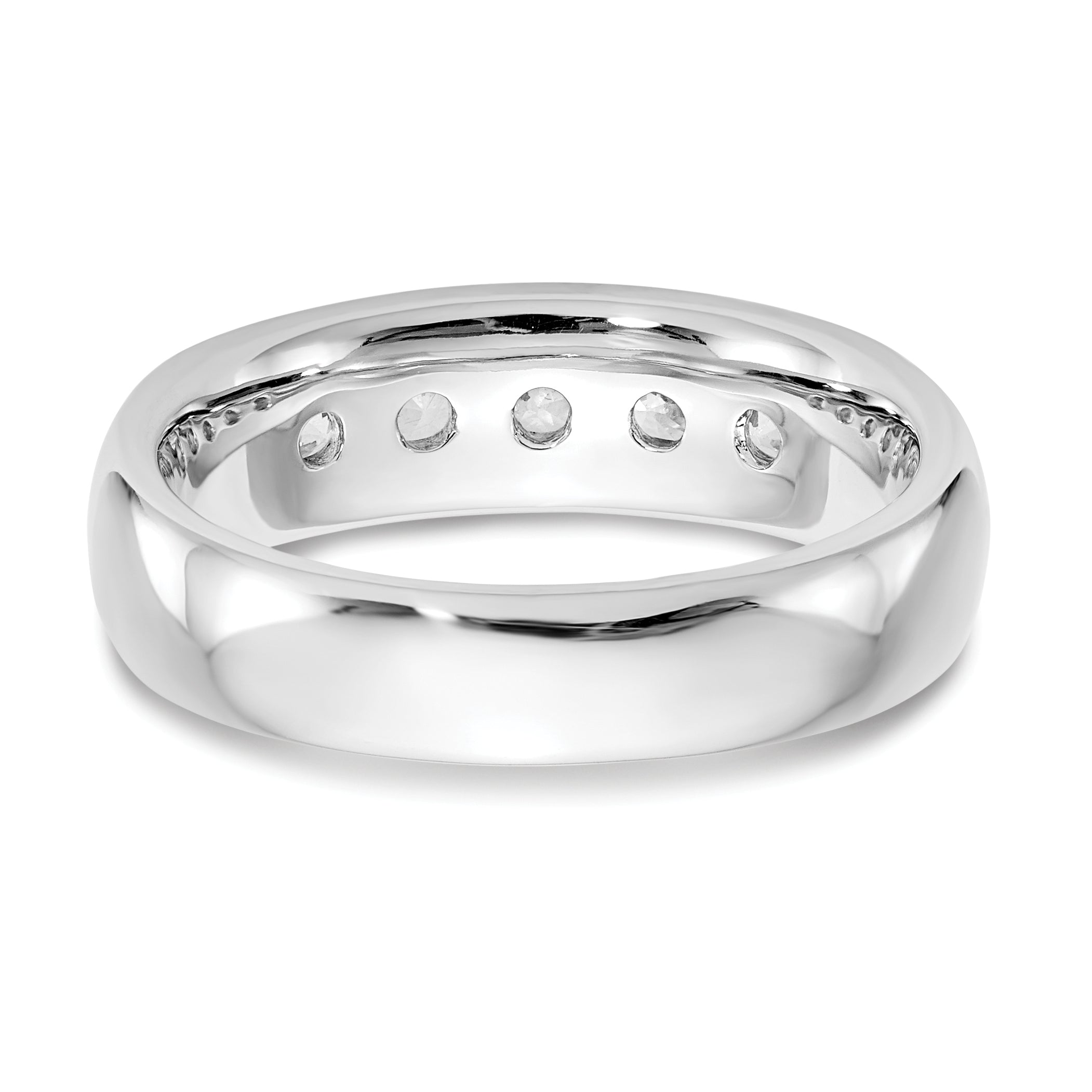 0.60ct. CZ Solid Real 14K White Gold 5-Stone Channel Wedding Band Ring