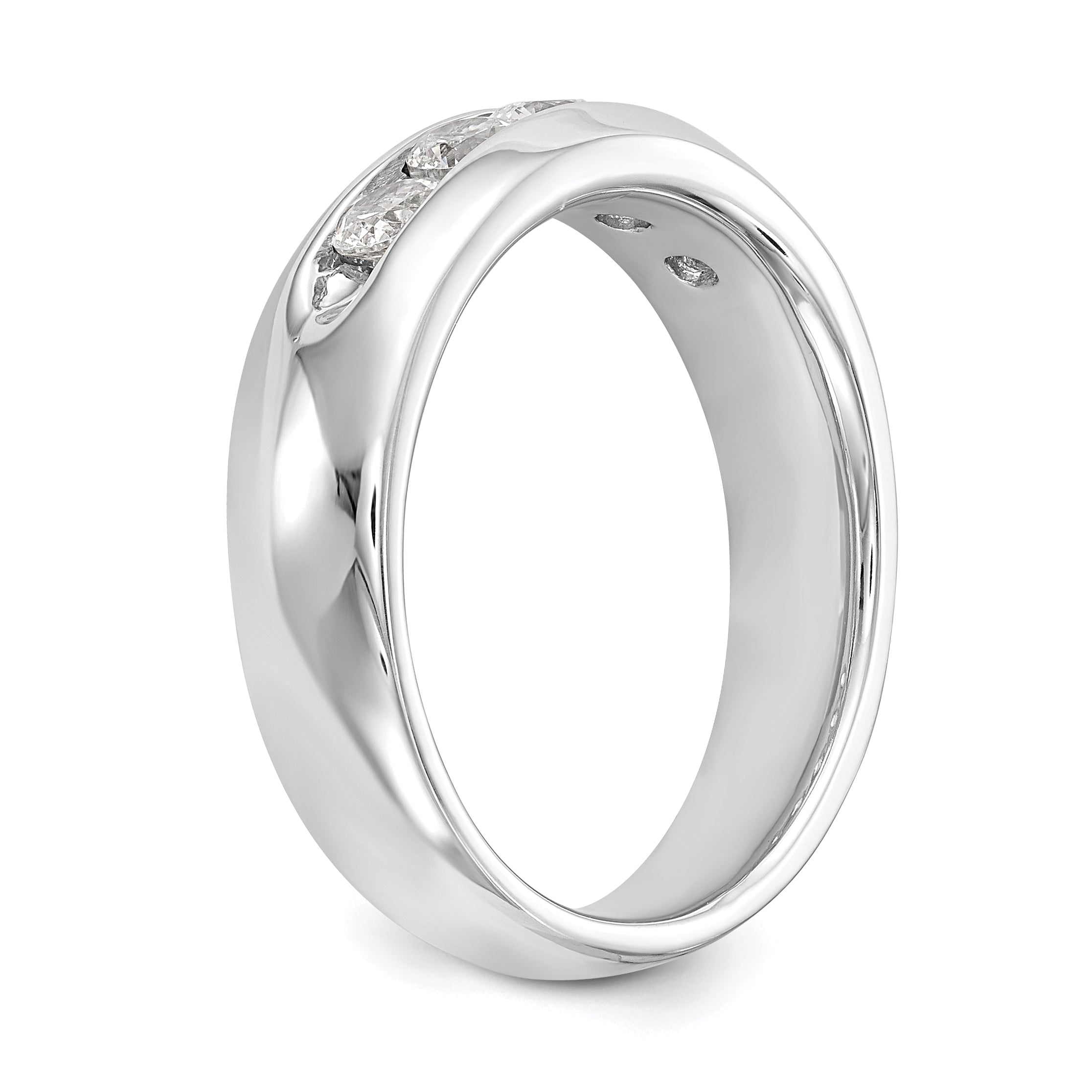 0.60ct. CZ Solid Real 14K White Gold 5-Stone Channel Wedding Band Ring