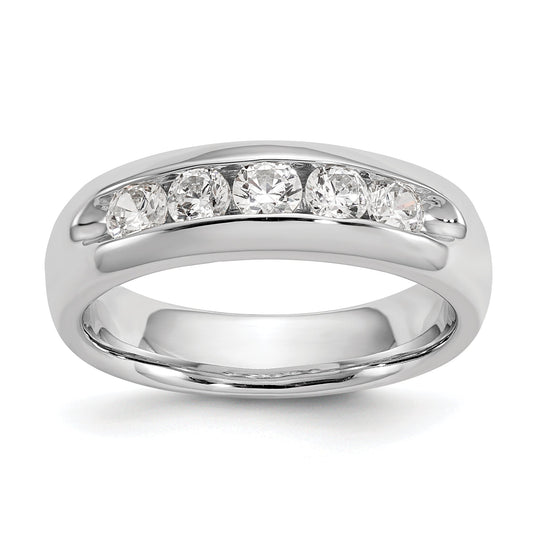 0.60ct. CZ Solid Real 14K White Gold 5-Stone Channel Wedding Band Ring