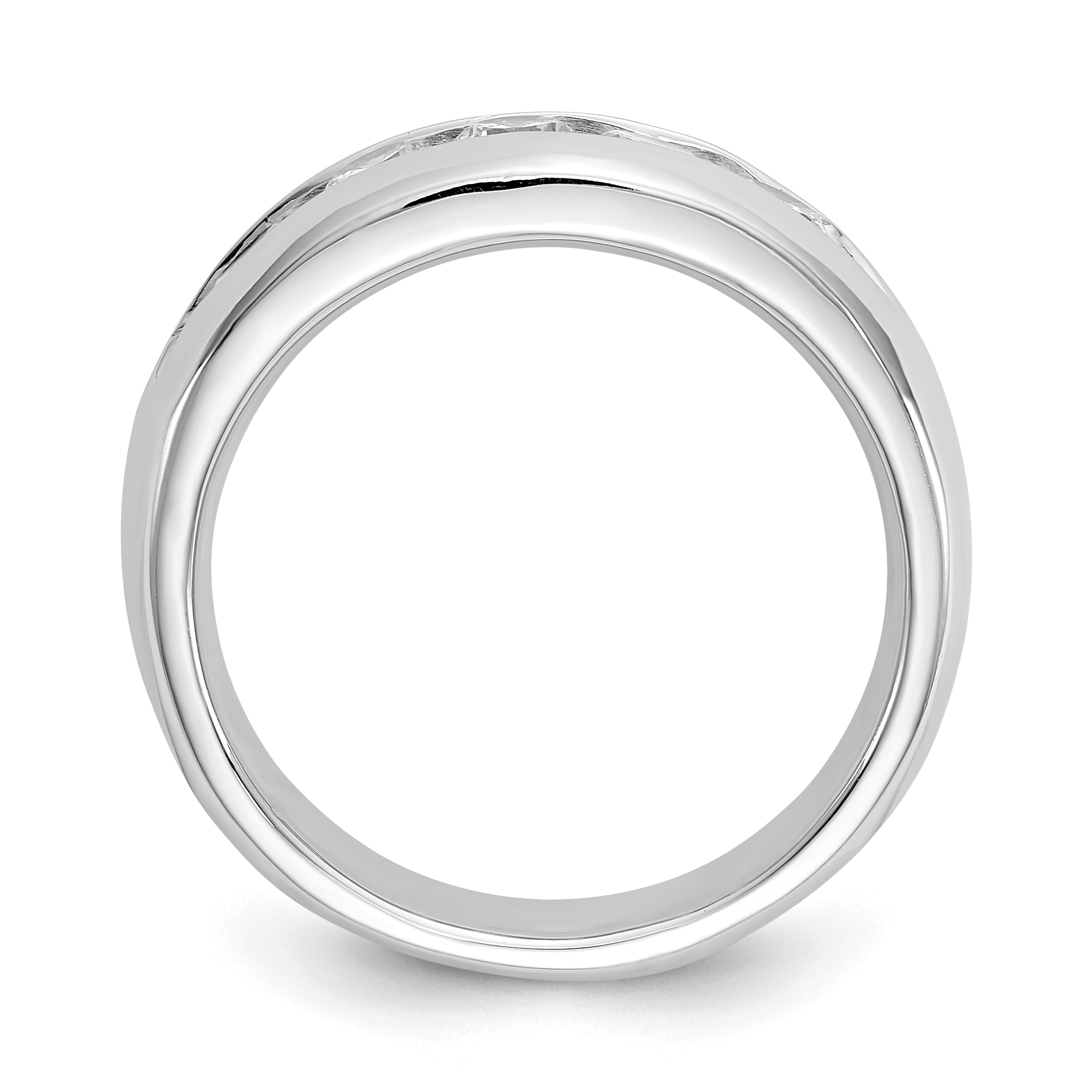 0.75ct. CZ Solid Real 14K White Gold 5-Stone Channel Wedding Band Ring