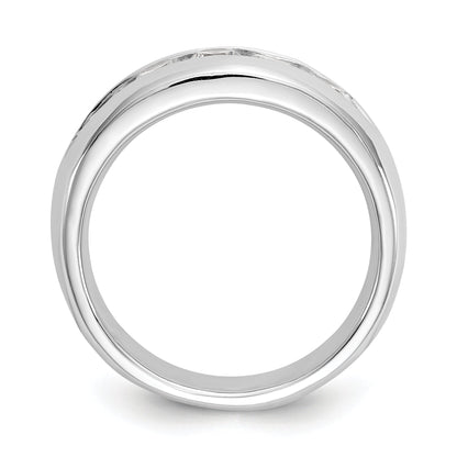 0.75ct. CZ Solid Real 14K White Gold 5-Stone Channel Wedding Band Ring
