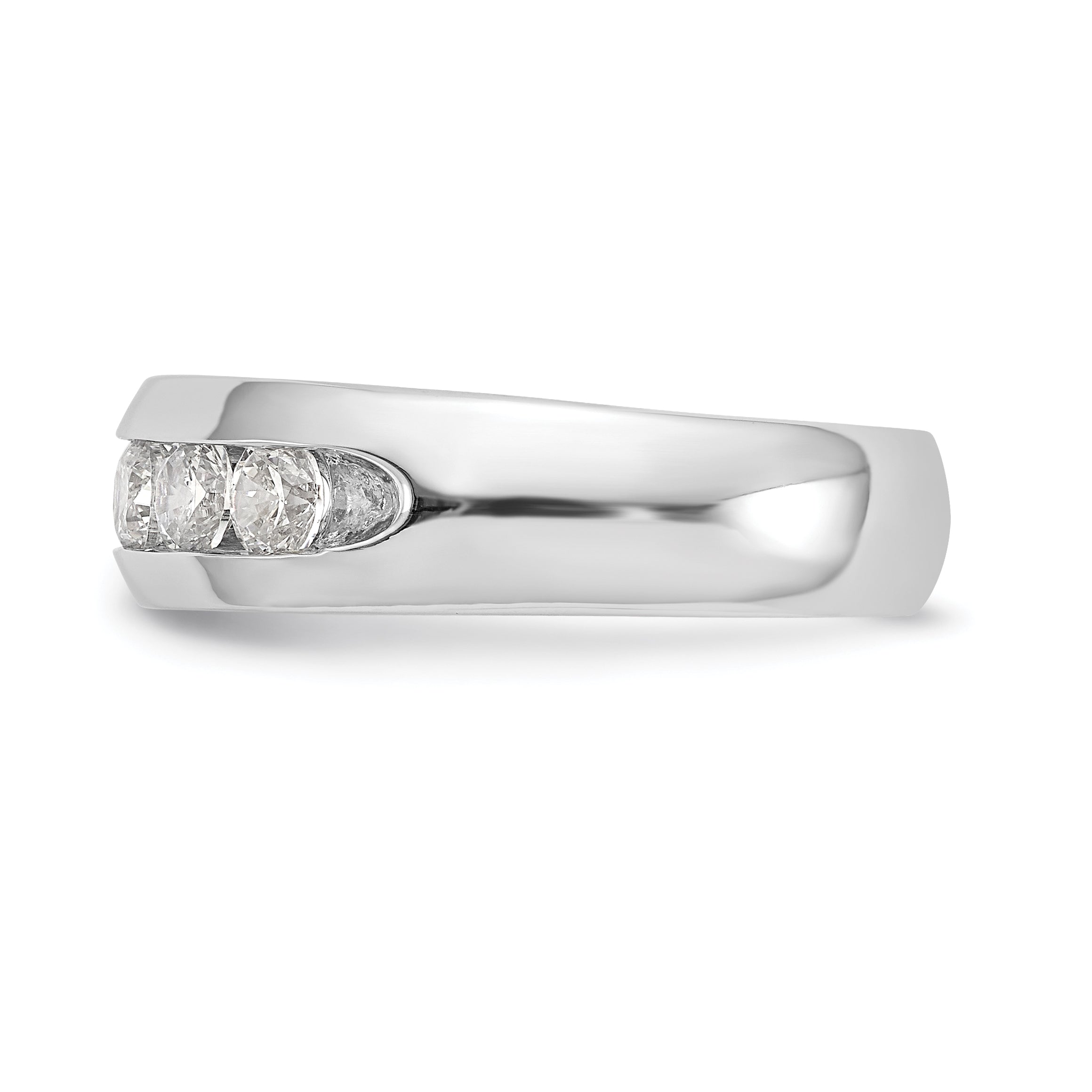 0.75ct. CZ Solid Real 14K White Gold 5-Stone Channel Wedding Band Ring
