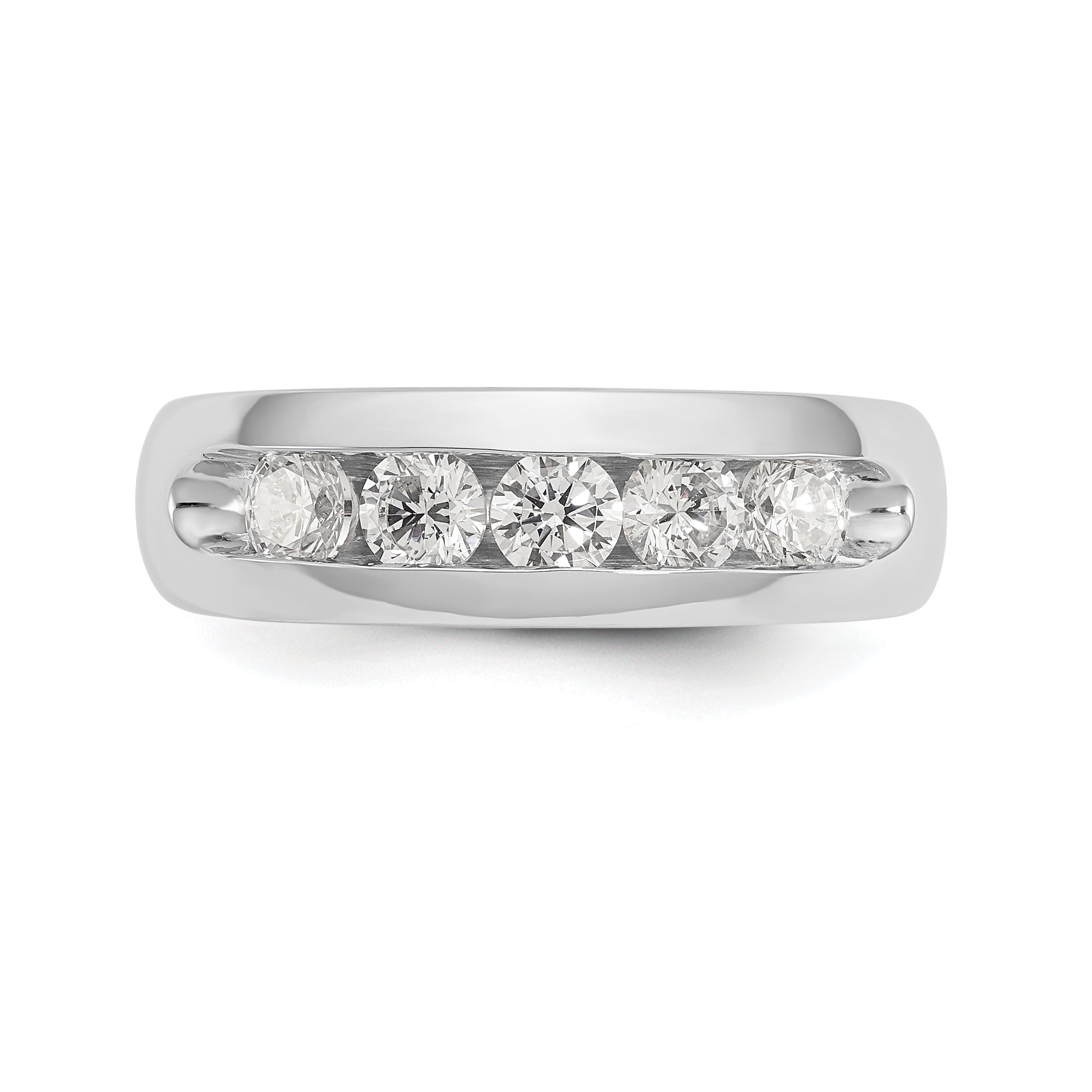 0.75ct. CZ Solid Real 14K White Gold 5-Stone Channel Wedding Band Ring