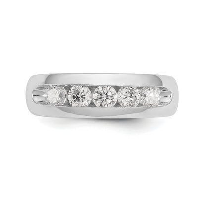 0.75ct. CZ Solid Real 14K White Gold 5-Stone Channel Wedding Band Ring