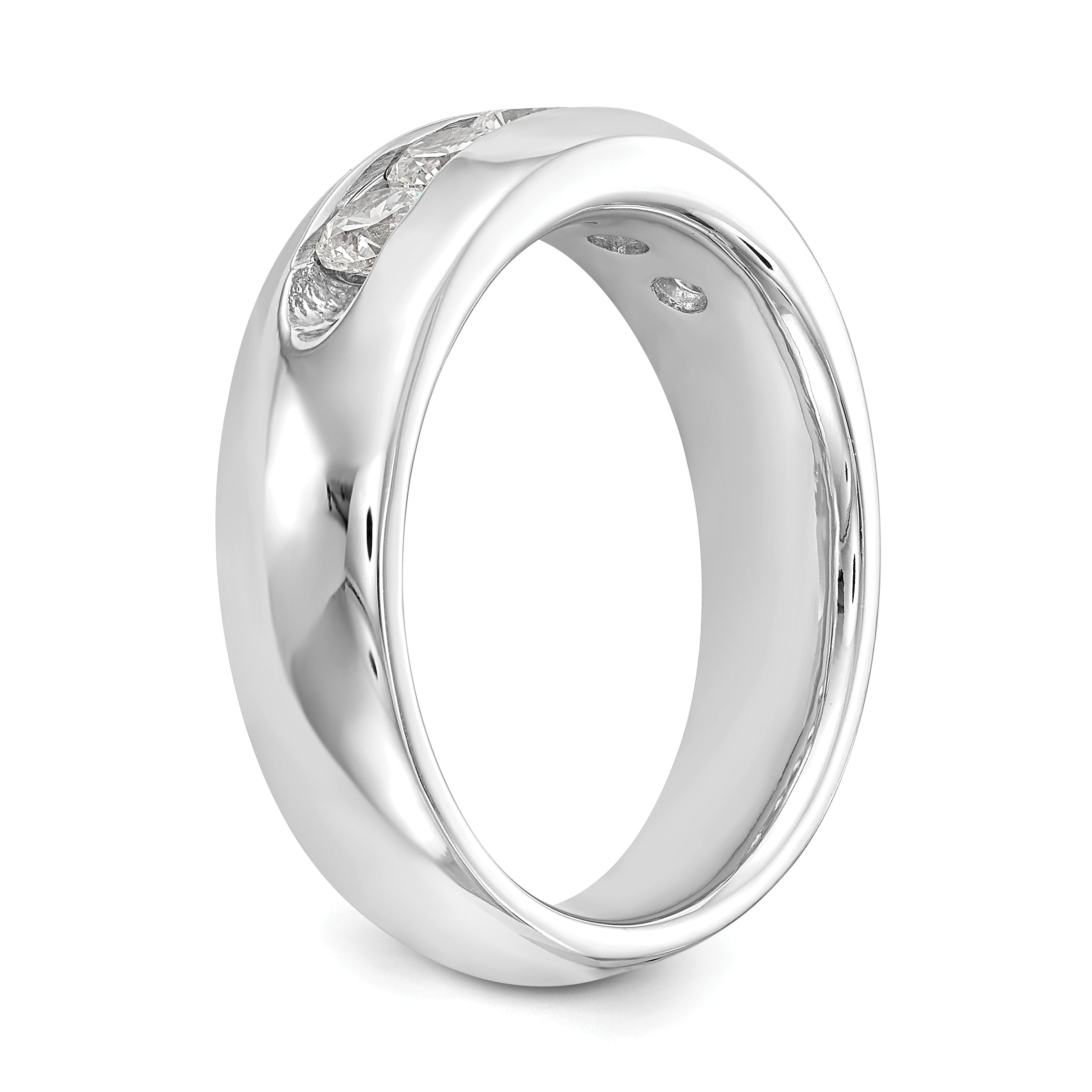 0.75ct. CZ Solid Real 14K White Gold 5-Stone Channel Wedding Band Ring