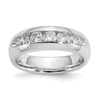 0.75ct. CZ Solid Real 14K White Gold 5-Stone Channel Wedding Band Ring