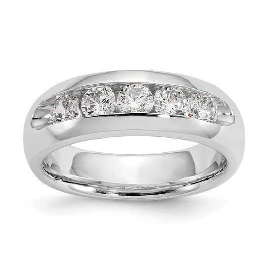 0.75ct. CZ Solid Real 14K White Gold 5-Stone Channel Wedding Band Ring
