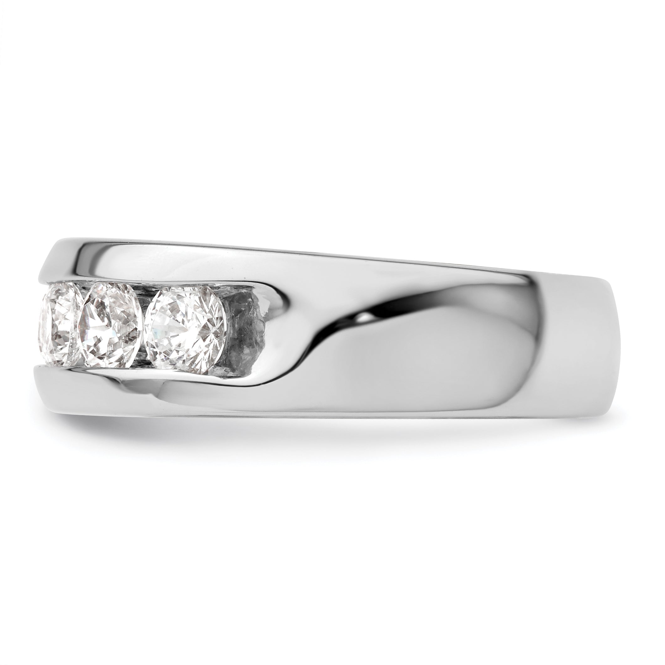 1.00ct. CZ Solid Real 14K White Gold 5-Stone Channel Wedding Band Ring