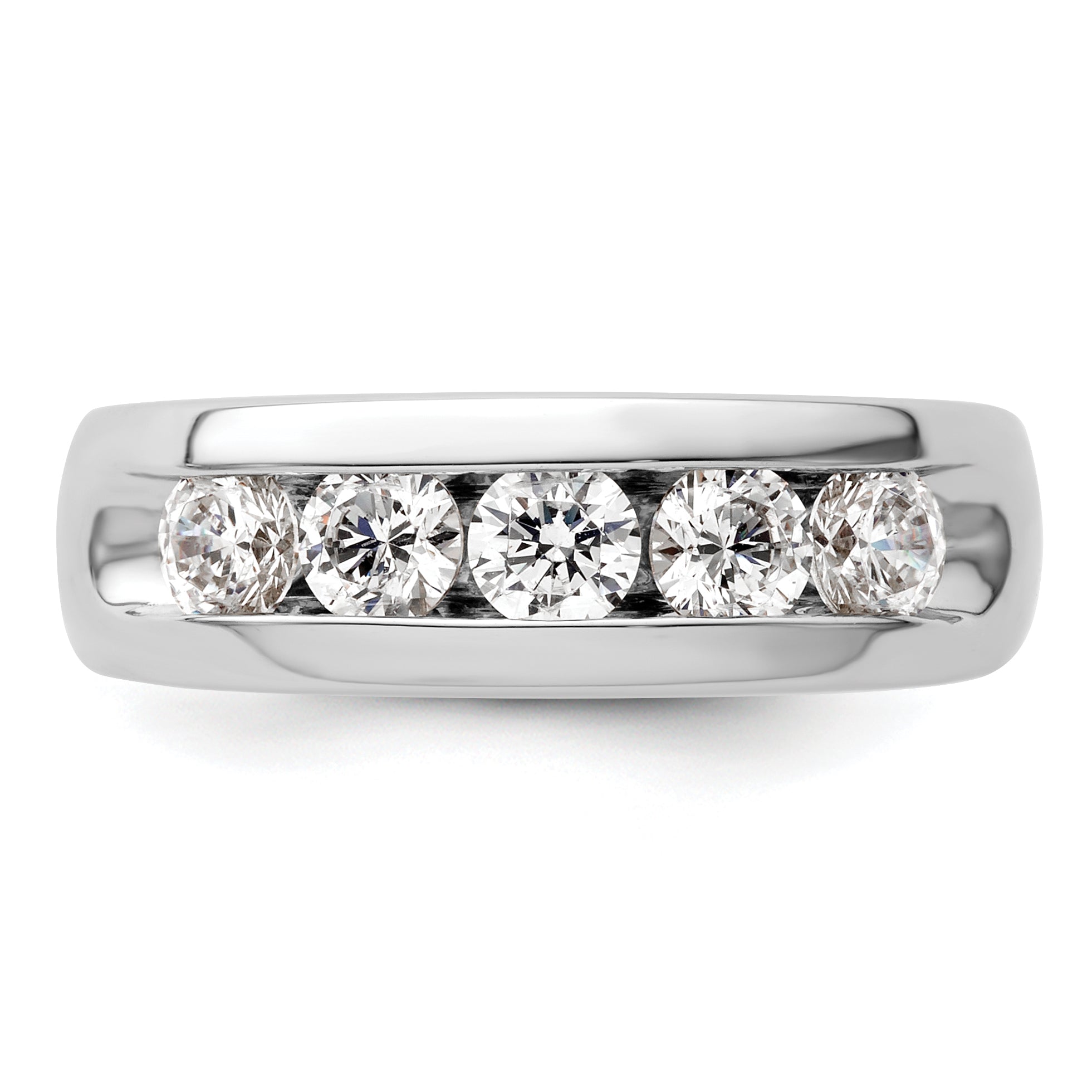 1.00ct. CZ Solid Real 14K White Gold 5-Stone Channel Wedding Band Ring