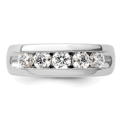 1.00ct. CZ Solid Real 14K White Gold 5-Stone Channel Wedding Band Ring