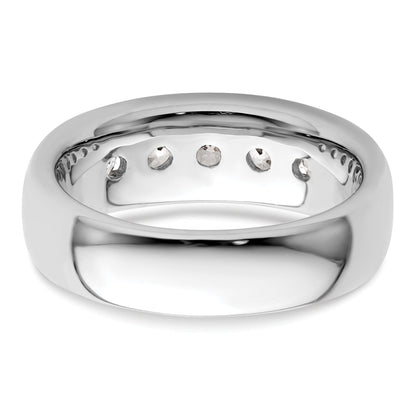 1.00ct. CZ Solid Real 14K White Gold 5-Stone Channel Wedding Band Ring