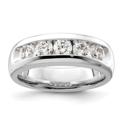 1.00ct. CZ Solid Real 14K White Gold 5-Stone Channel Wedding Band Ring