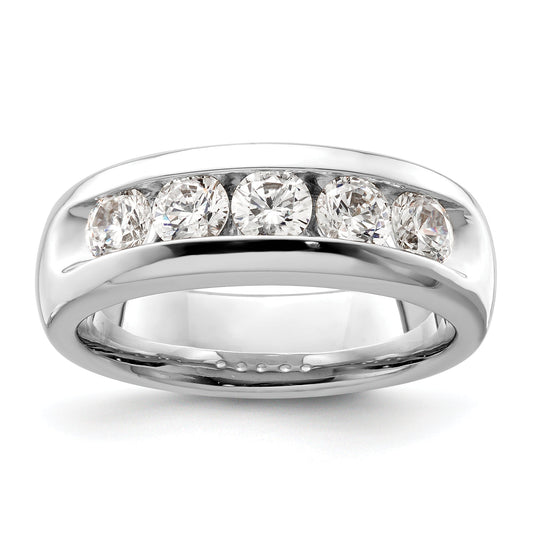 1.00ct. CZ Solid Real 14K White Gold 5-Stone Channel Wedding Band Ring