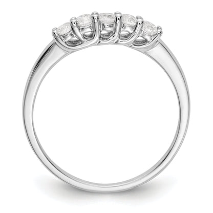 0.25ct. CZ Solid Real 14K White Gold 5-Stone Wedding Band Ring