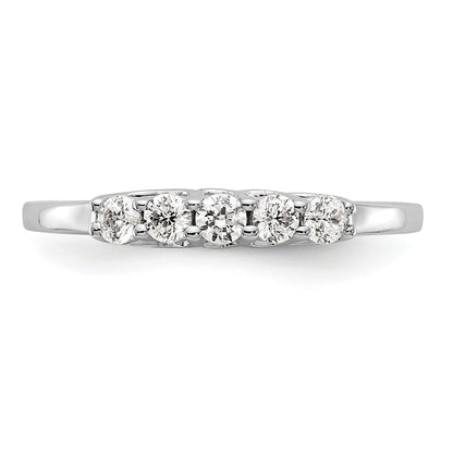 0.25ct. CZ Solid Real 14K White Gold 5-Stone Wedding Band Ring