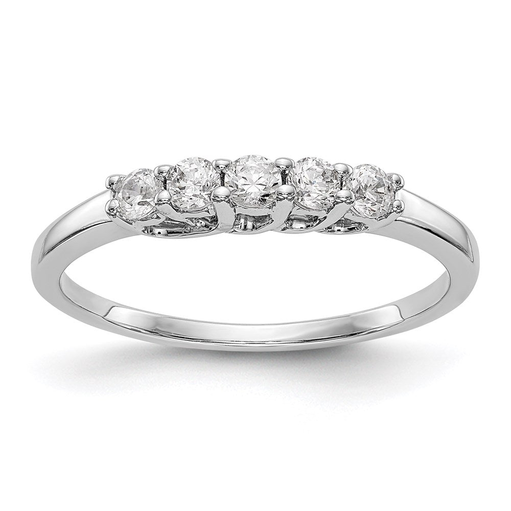 14k white gold 5 stone real diamond band y7099aa