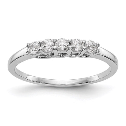 14k white gold 5 stone real diamond band y7099aa