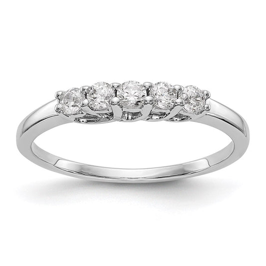 14k white gold 5 stone real diamond band y7099aa
