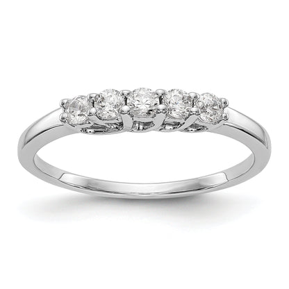 0.25ct. CZ Solid Real 14K White Gold 5-Stone Wedding Band Ring