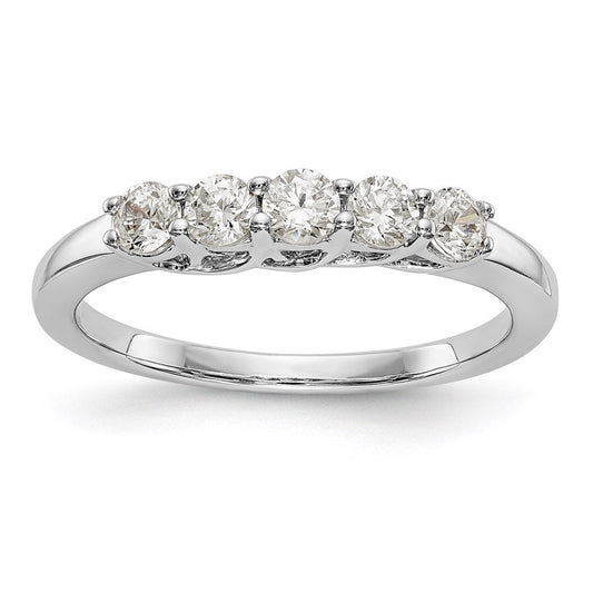 14k white gold 5 stone real diamond band rm3283b 050 wvs
