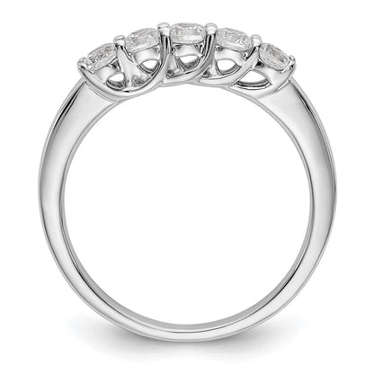 14K White Gold 5-Stone Real Diamond Band