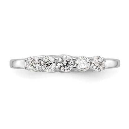 14K White Gold 5-Stone Real Diamond Band