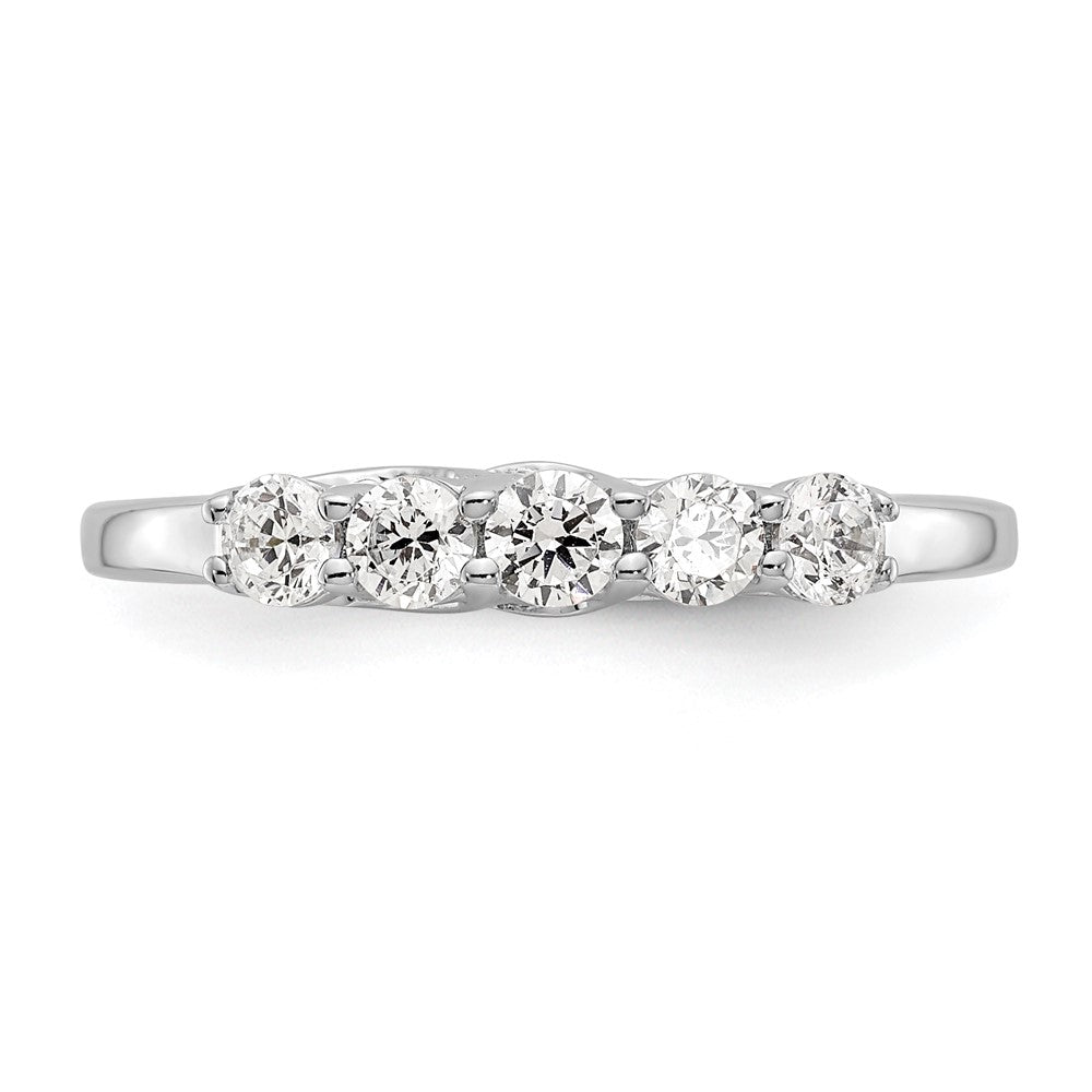14k White Gold 5-Stone Shared Prong 1/2 carat Complete Round Diamond Band